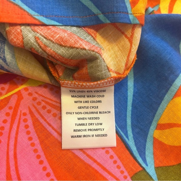 Calligraphie Floral Blouse Top Shirt Short Sleeve V-Neck Linen Women's 2X NEW - Picture 8 of 9